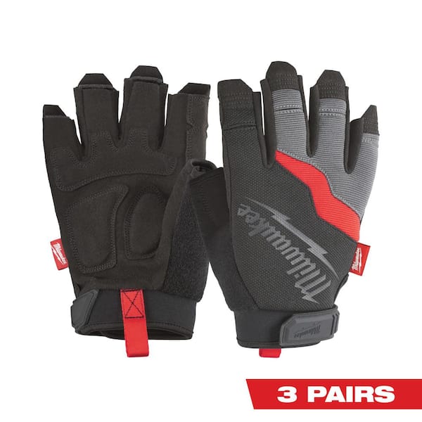 Milwaukee X-Large Fingerless Work Gloves (3-Pack)