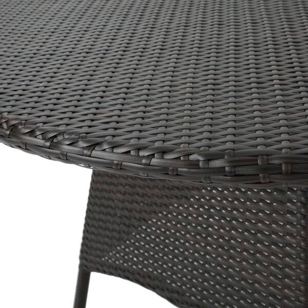 noble house corsica brown round wicker outdoor dining table