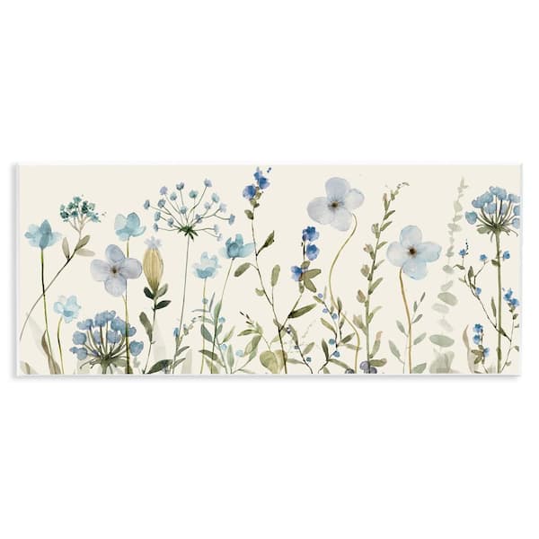 Soft Blue Botanicals Garden by Livi Finn 1 Piece Unframed Nature Graphic Art Print 7 in. x 17 in.