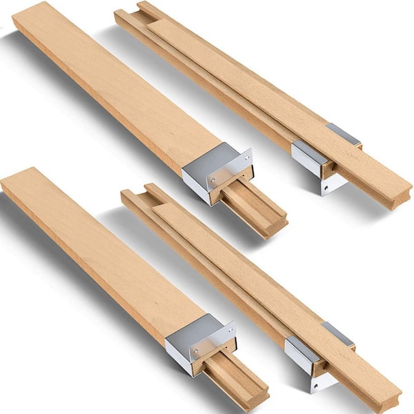 Classic 16 in. Log Color Wood Metal Drawer Slides Bottom Mount Center Guide Track Soft-Close 4 Pack