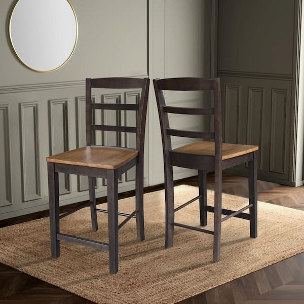 International Concepts Madrid Hickory/Washed Coal Solid Wood 24 in. Counter Stool