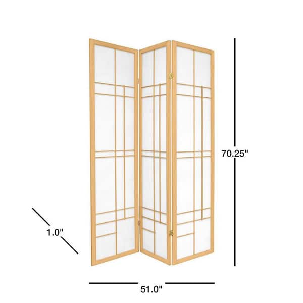 6 ft. Natural 3-Panel Room Divider
