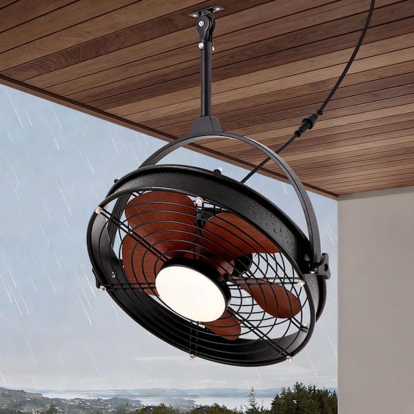 26 in. Black Outdoor Waterproof Gazebo Hanging Ceiling fan with lights for Patios Porch Pergola, Canopy