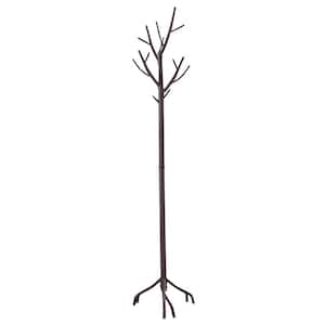 Bronze Metal Tree Coat and Hat Stand with 10-Hooks