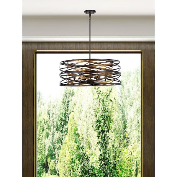 Minka Lavery Vortic Flow 6-Light Dark Bronze with Mosaic Gold