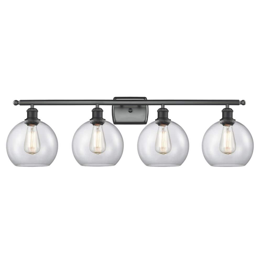 Athens 36 in. 4-Light Matte Black Vanity Light with Glass Shade price history on PriceWatchPro