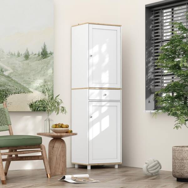 FUFU&GAGA White Wooden 19.7 in. W Sideboard Storage Cabinet, Food Pantry Cabinet with 2-Storage Doors, 5-Shelves and 1-Drawer