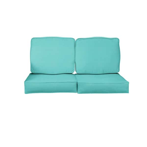 SORRA HOME 23 in. x 23.5 in. Sunbrella Deep Seating Indoor/Outdoor Loveseat Cushion Canvas Aruba