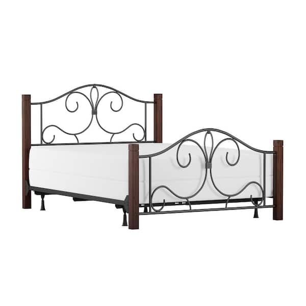 Hillsdale Furniture Destin Brushed Cherry Queen Bed with Bed Frame and Wood Cherry Post
