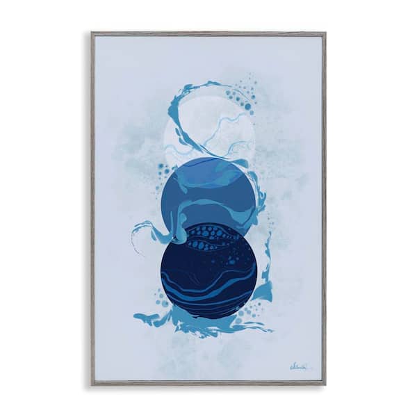 Stupell Industries Circles with Swirling Water by Ishita Banerjee Gray Framed Abstract Giclee Art Print 24 in. x 16 in.