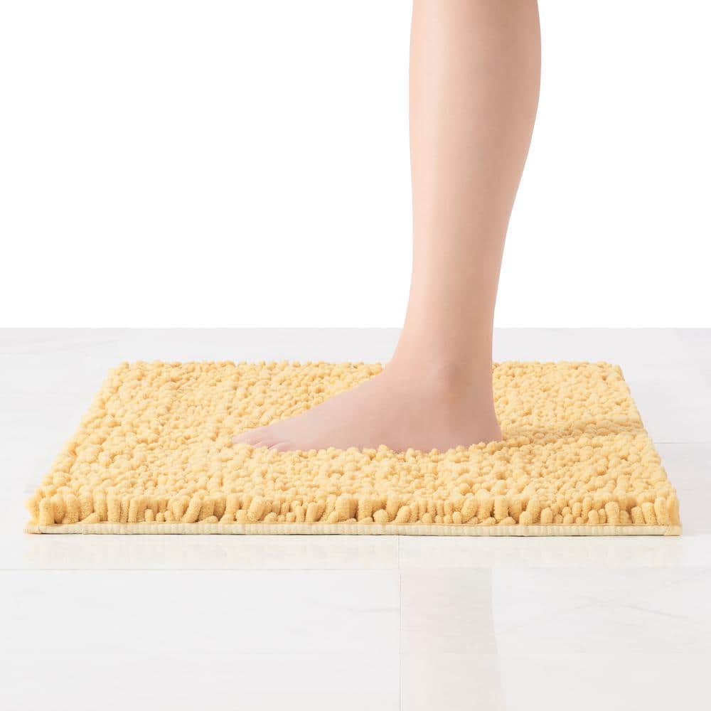 Yellow Chenille Non-Slip Polyester Bath Mat 20" x 34"