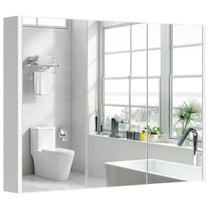 Home Decorators Collection 19-7/8 in. W x 28-1/4 in. H Fog Free Framed  Recessed Mount Extended Storage Bathroom Medicine Cabinet in White w/ Mirror  45428 - The Home Depot