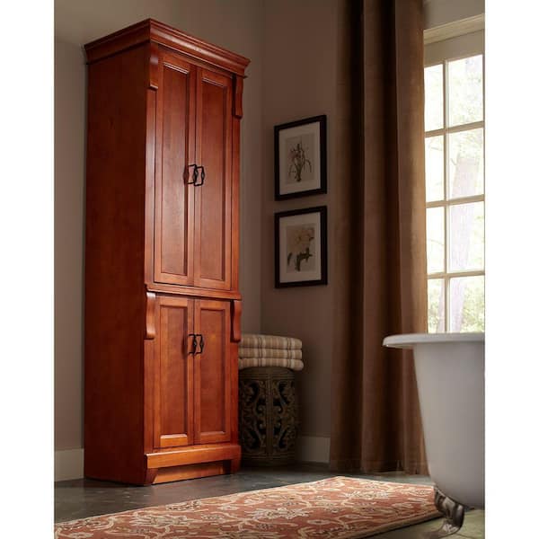 Naples 24 in. W x 17 in. D x 74 in. H Brown Freestanding Linen Cabinet