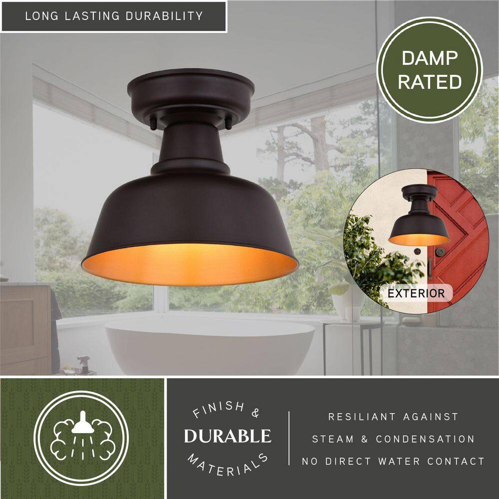 Bronze and Gold Farmhouse Indoor/Outdoor LED Ceiling Light