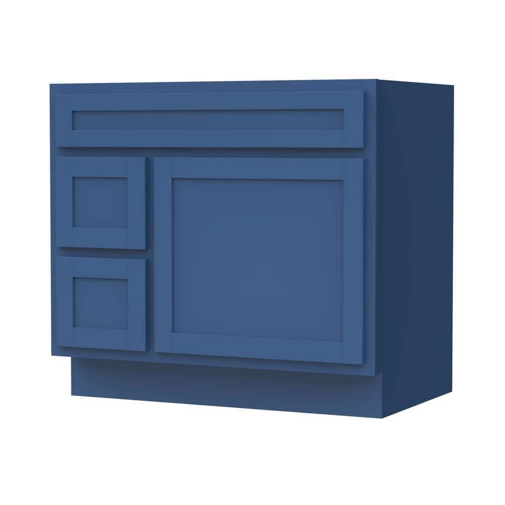 Blue 36" Shaker Style Single Bathroom Vanity Base