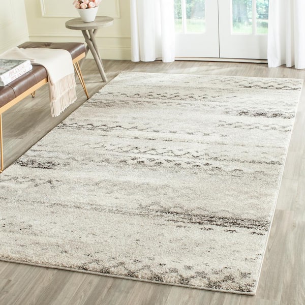 Retro Cream/Gray 6 ft. x 9 ft. Striped Area Rug