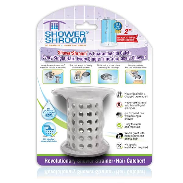 ShowerShroom 2 in. Walk in Shower Stall Drain Protector Hair Catcher in  Gray SHGRA727 - The Home Depot