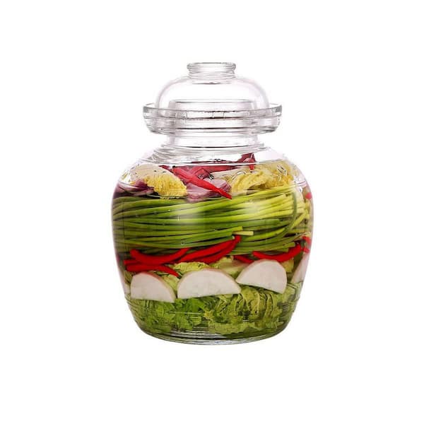 Wudkey 2.5 L Liter Fermentation Jar with Lid, Traditional Fermenting Crock Kit with Water Seal Airlock Lid