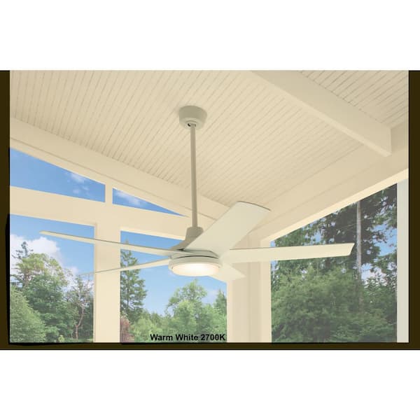 Ladshaw 60 in. Indoor/Outdoor Wet Rated Matte White Ceiling Fan with Adjustable White LED and Remote Included