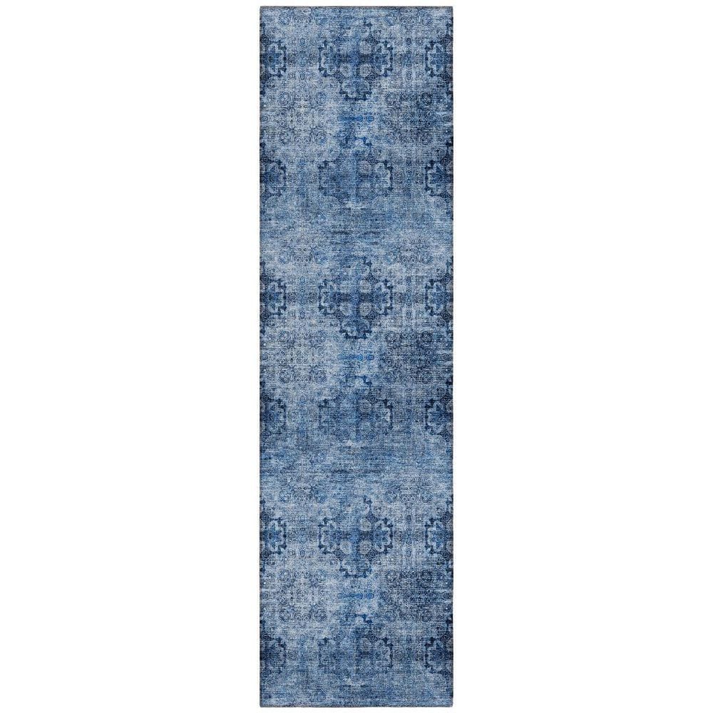 Navy Blue 2 ft. x 8 ft. Woven Floral;Medallion Polyester Runner Indoor / Outdoor Area Rug price history on PriceWatchPro