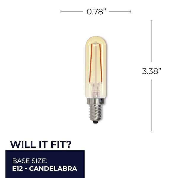 Destructief piek Springen Bulbrite 25W Amber Light T6 Dimmable (E12) Candelabra Screw Base LED  Filament Light Bulb Antigue thread, 2100K(4-Pack) 861408 - The Home Depot