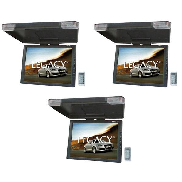 Legacy 15 in. LCD TFT Car/SUV/TRUCK Flip Down Roof Mount Monitor TV IR (3-Pack)
