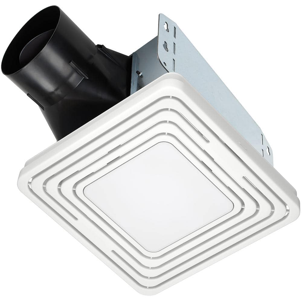 White Square LED Flush Mount Bathroom Exhaust Fan