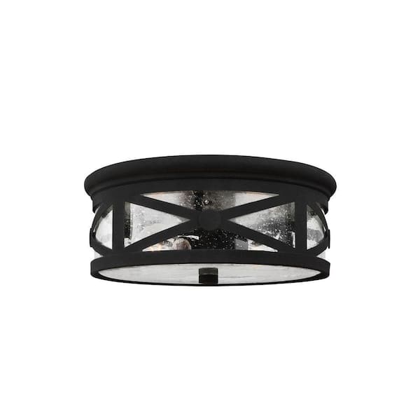 Generation Lighting Lakeview 2-Light Black Outdoor Ceiling Fixture
