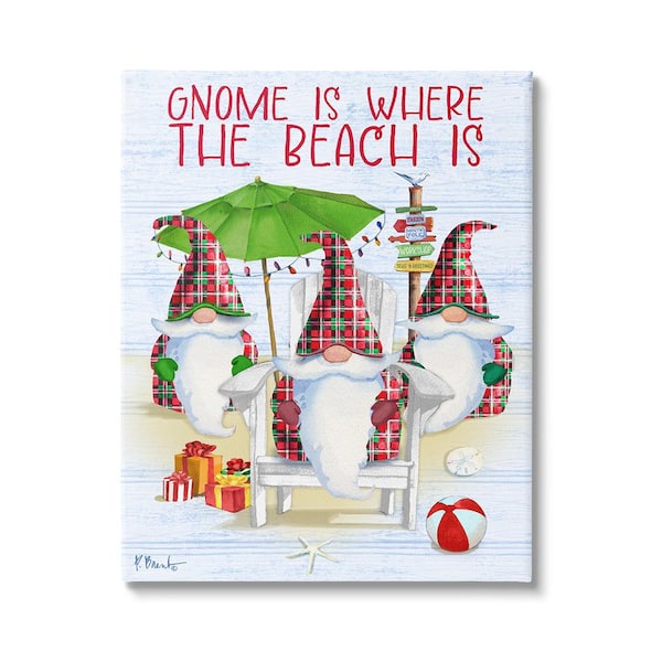 Stupell Industries Tropical Christmas Gnomes byPaul Brent 1 Piece Unframed Graphic Print Fantasy Poster Art Print 40 in. x 30 in.