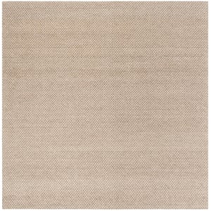 Natura Beige 4 ft. x 4 ft. Striped Solid Color Gradient Square Area Rug