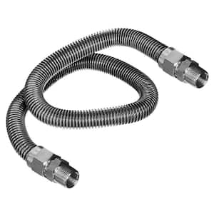 5/8 in. OD x 1/2 in. ID x 6 ft. Gas Connector Stainless Steel for Gas Range, Furnace, Stove, 1/2 in. MIP x MIP Fittings