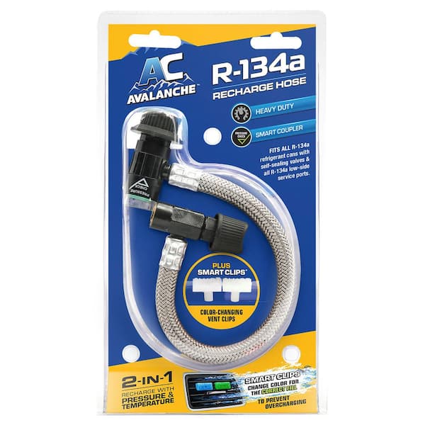 Reusable R-134a Refrigerant Recharge Hose with Smart Clips