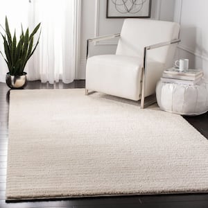Martha Stewart Lucia Shag Ivory 4 ft. x 6 ft. Solid Color Striped Area Rug