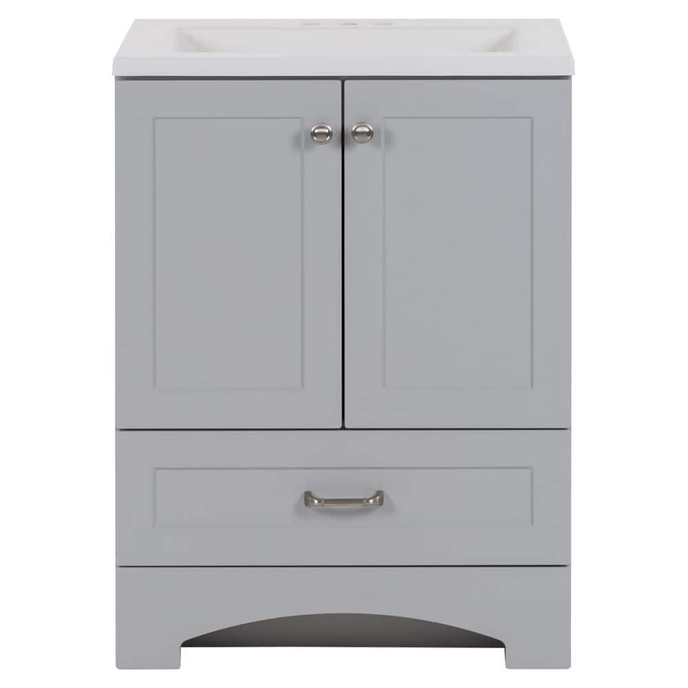Glacier Bay Lancaster 24 in. W x 19 in. D x 33 in. H Single Sink Bath Vanity in Pearl Gray with White Cultured Marble Top -  B24X20315