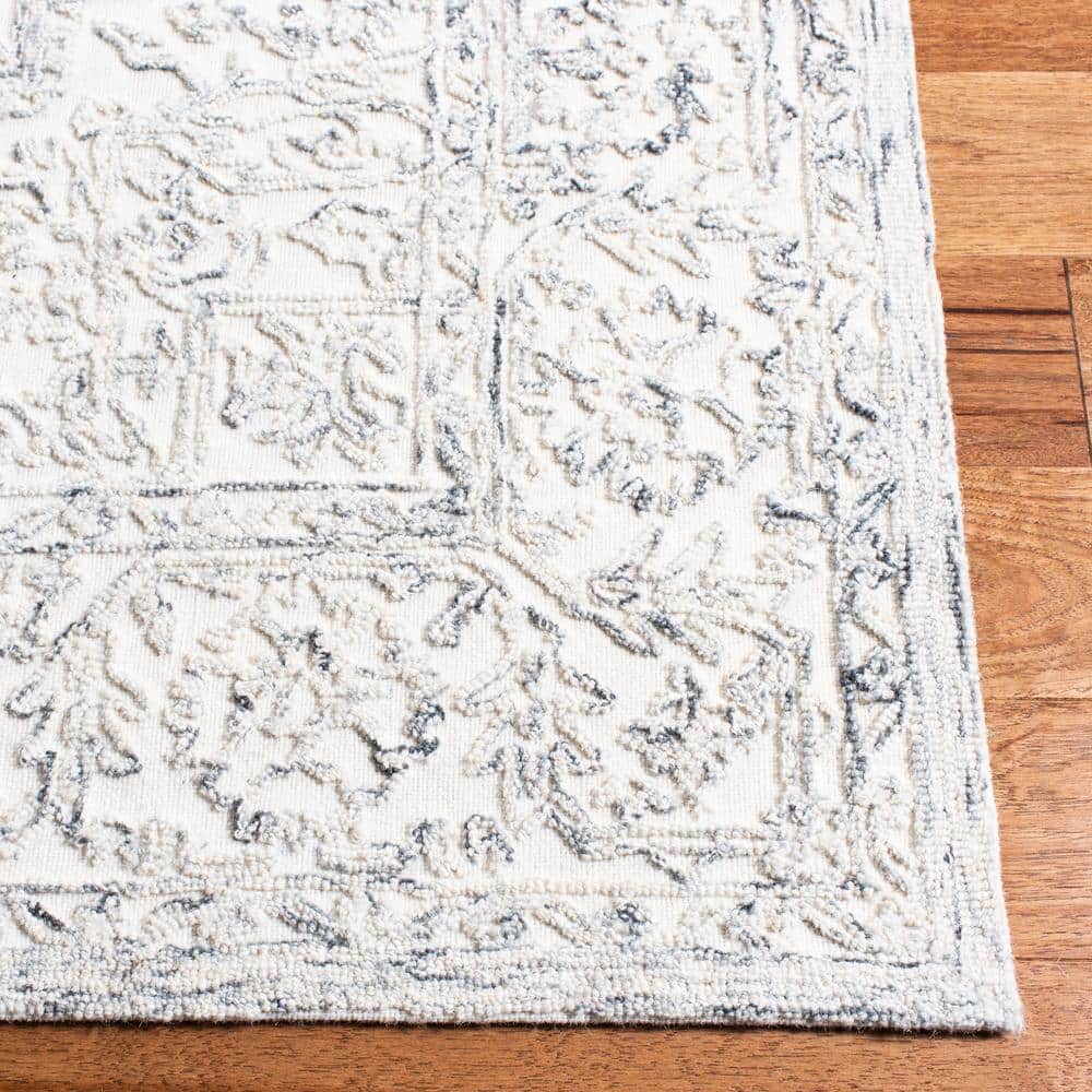 Ivory and Charcoal Hand-Tufted Wool 8' x 10' Rug