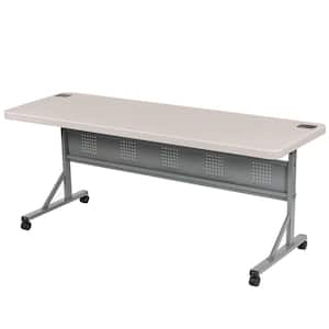 Wyatt Flip-Fold 24 in. x 72 in. Training Folding Table, Charcoal Slate, Blow Molded Plastic Top, Steel Frame