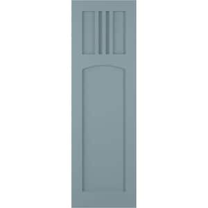 12 in. x 79 in. PVC True Fit San Miguel Mission Style Fixed Mount Flat Panel Shutters Pair in Peaceful Blue