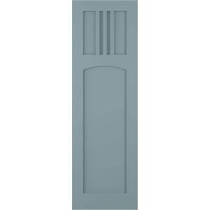 15 in. x 63 in. PVC True Fit San Miguel Mission Style Fixed Mount Flat Panel Shutters Pair in Peaceful Blue
