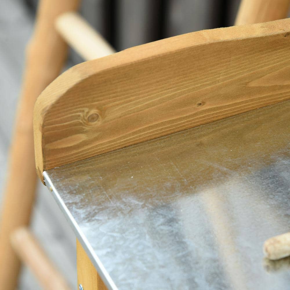 Natural Fir Wood Garden Potting Bench with Hooks and Shelves