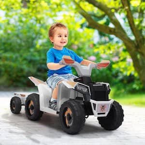 White Electric Powered Car Children's Beach Buggy with Tow Bucket and Bluetooth