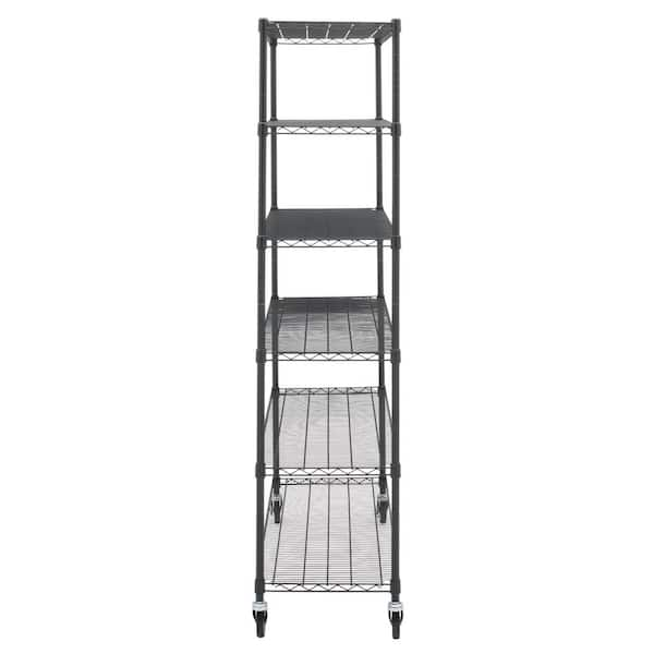 Trinity EcoStorage 6-Tier Wire Shelving Rack with Wheels, Silver