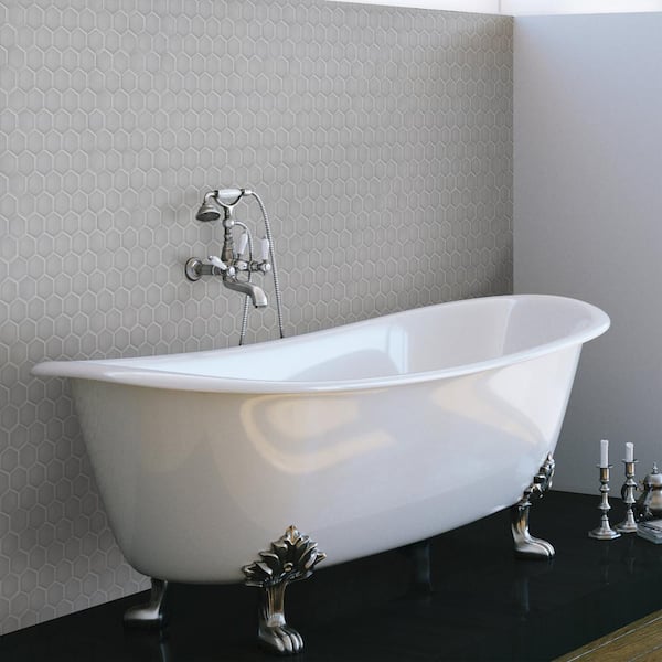 Metro 2 in. Hex Glossy Light Grey 11-1/8 in. x 12-5/8 in. Porcelain Mosaic Tile (10.0 sq. ft./Case)