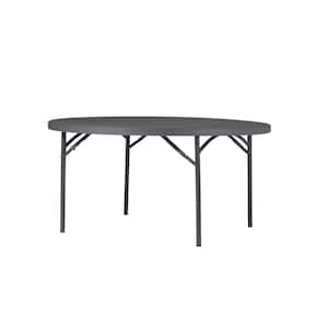 Classic 71 in. Commercial Round Blow Mold Folding Table, Gray