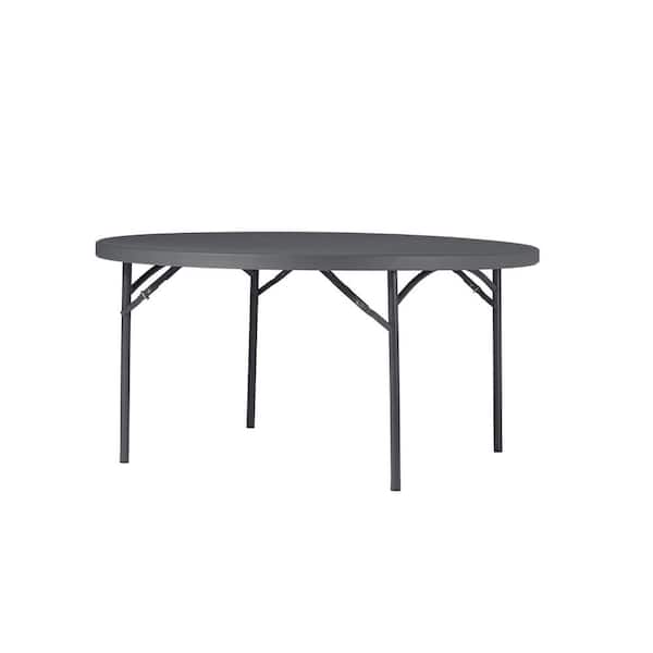 Unbranded Classic 71 in. Commercial Round Blow Mold Folding Table, Gray