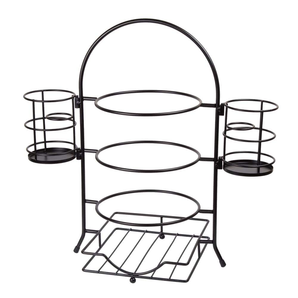 Creative Home 3-Tier Black Buffet Caddy Serving Rack With 2-Detachable  Napkin Flatware Holders 50273 - The Home Depot