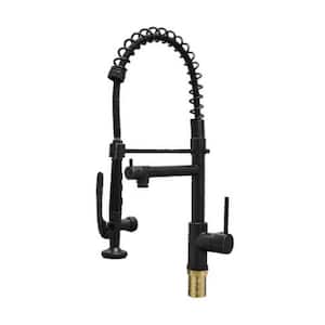 Single Handle Pull Down Sprayer Kitchen Faucet in Black for Hot and Cold