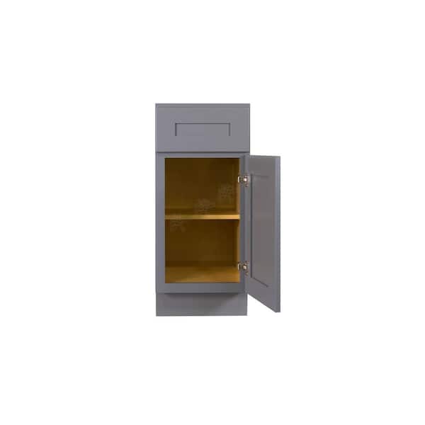 Lancaster Gray Plywood Shaker Stock Assembled Base Kitchen Cabinet 12 in. W x 34.5 in. H x 24 in. D