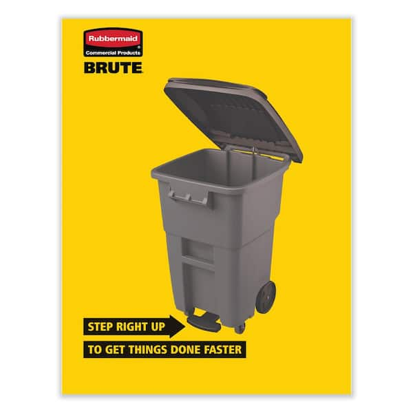 Rubbermaid Commercial Square Brute Rollout Container, 50 gal, Gray