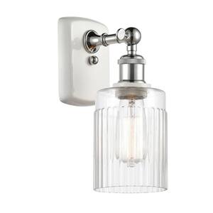 Hadley 1-Light White and Polished Chrome Wall Sconce with Clear Glass Shade