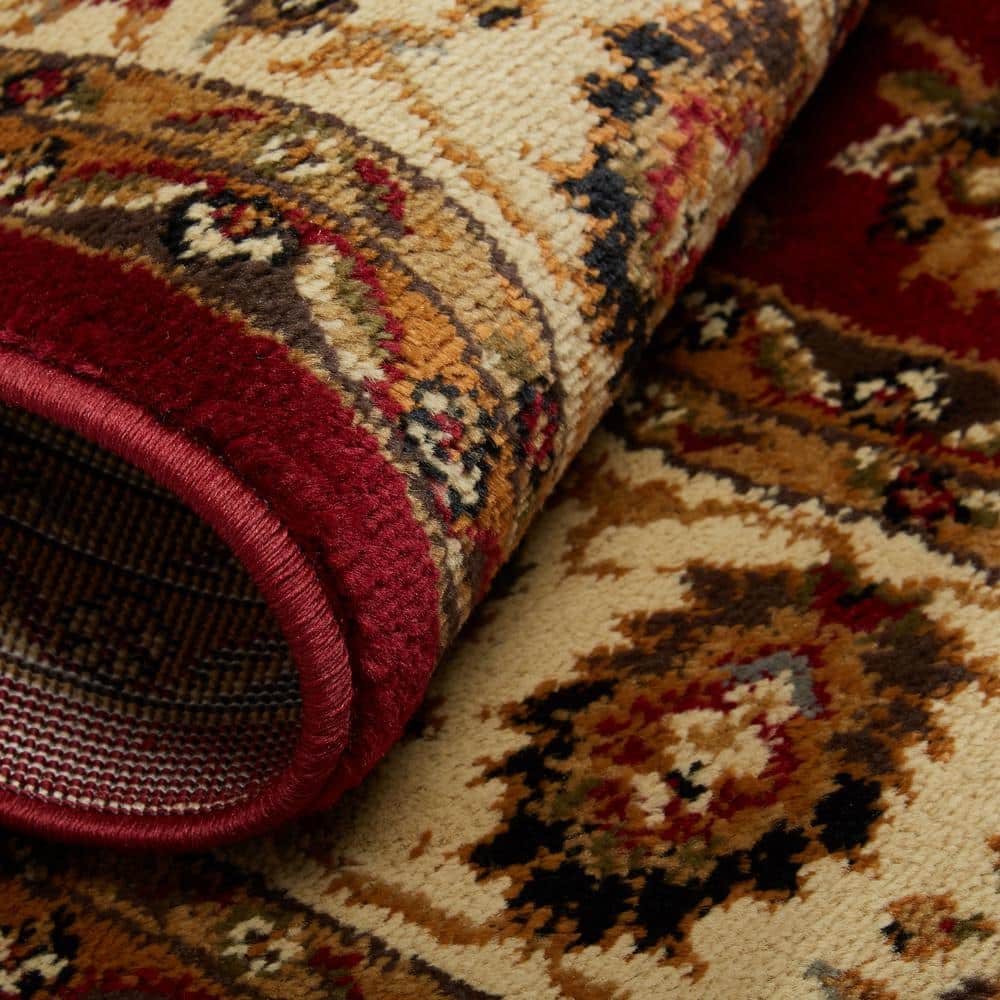 Elegant Red/Ivory Tufted Washable Synthetic Area Rug 7'8"x10'4"
